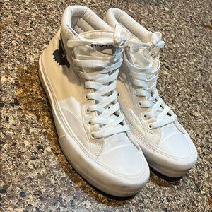 White High-Top Sneakers with Padded Collar